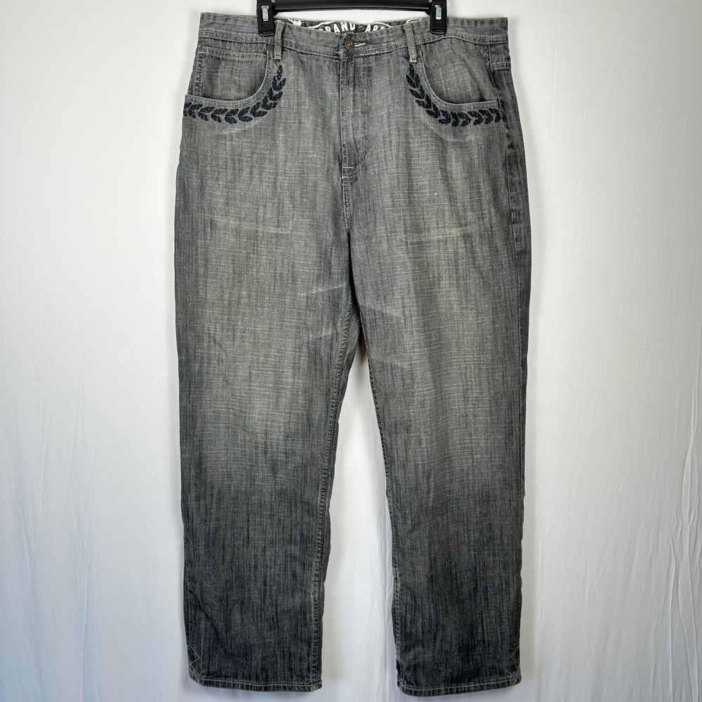 Phat Farm XV Jeans Dark Wash Straight Fit‎ Mens 40 Embroidered Casual Streetwear